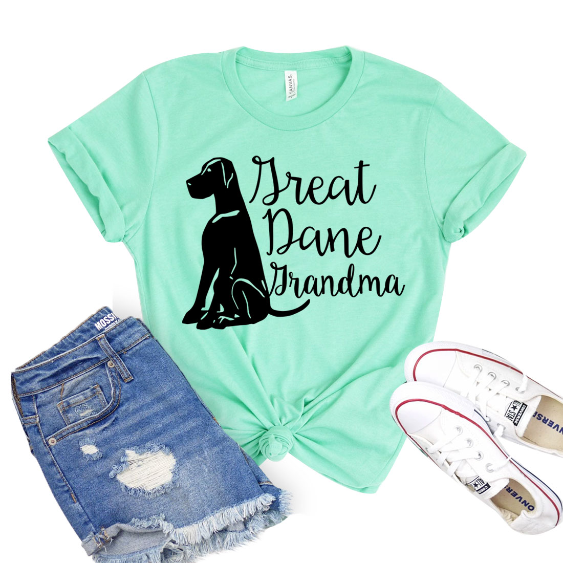 A stylish Great Dane Grandma Shirt featuring a classic unisex design, made from soft airlume cotton, perfect for dog lovers.