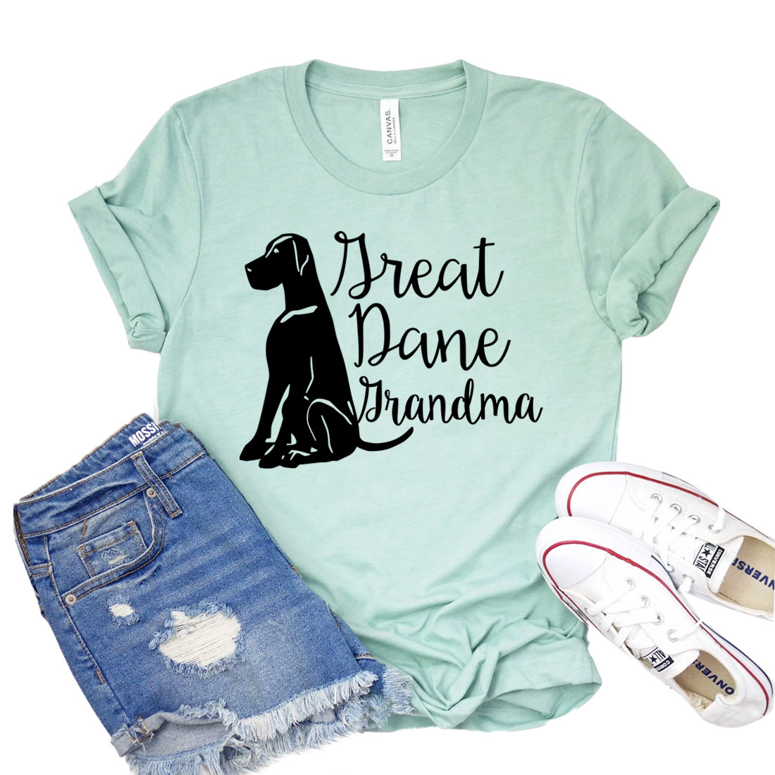 A stylish Great Dane Grandma Shirt featuring a classic unisex design, made from soft airlume cotton, perfect for dog lovers.