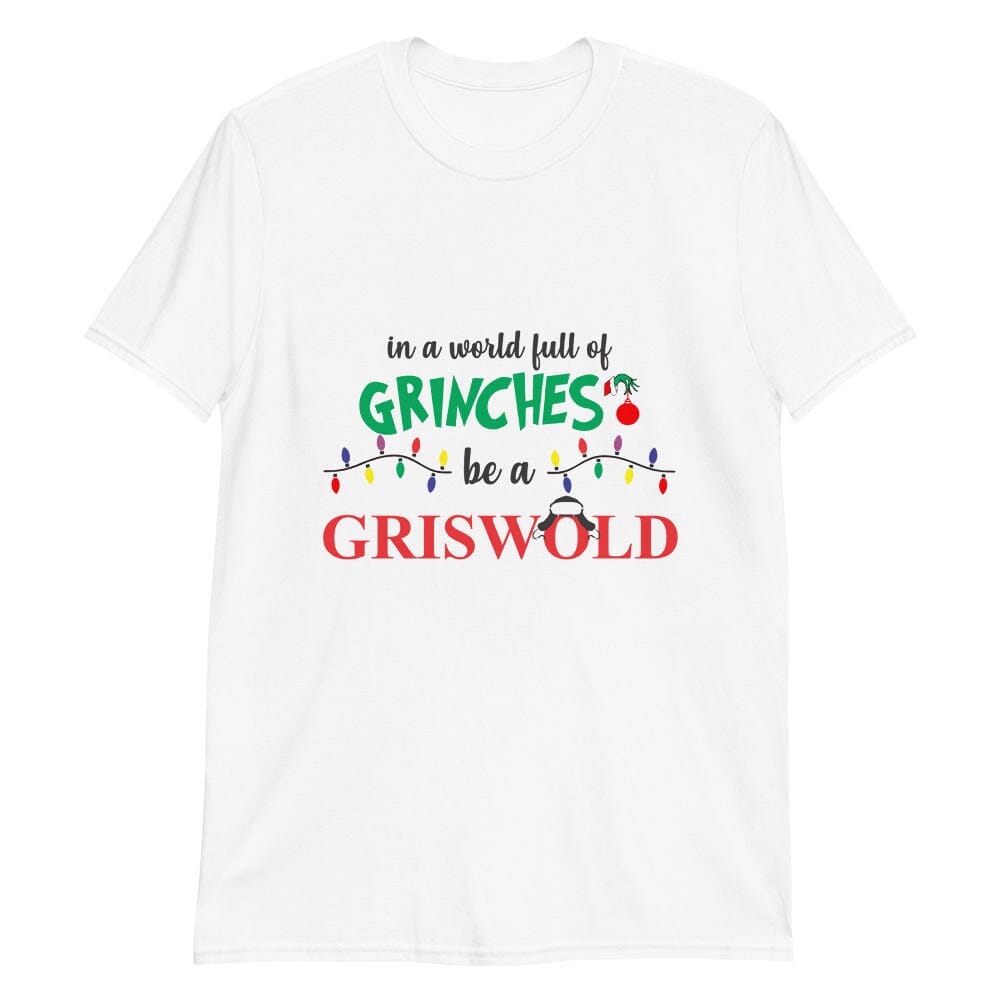 Grinch Griswold Christmas Tee featuring a festive design, made from 100% Ringspun Cotton, perfect for holiday celebrations.