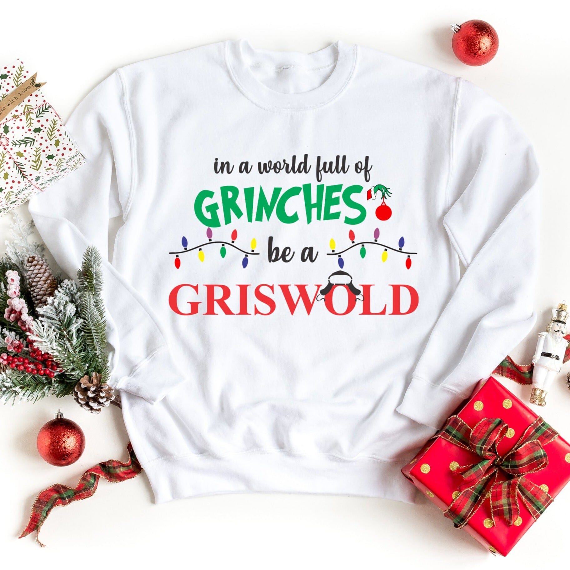 Grinch Griswold Sweatshirt featuring a cozy design, perfect for casual wear, made from soft cotton-polyester blend.