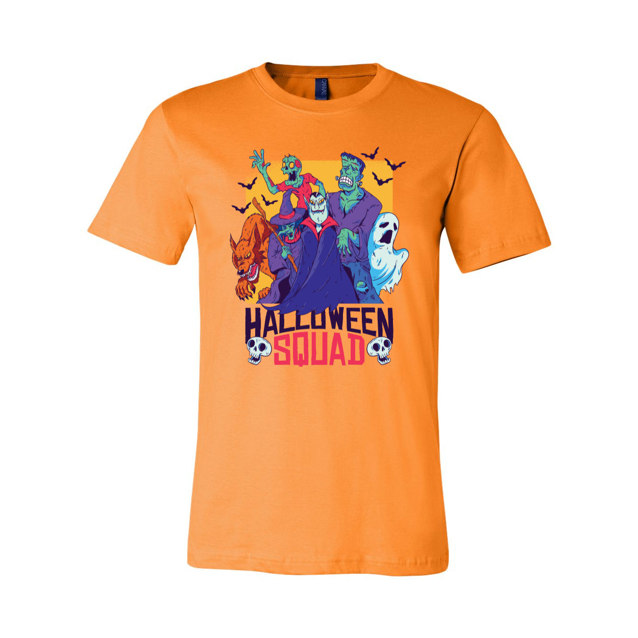 A stylish unisex Halloween Squad T-shirt made from soft airlume cotton, featuring a classic design suitable for all ages.