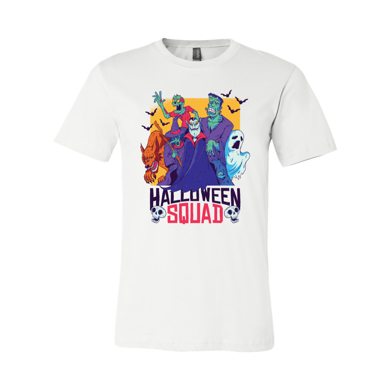 A stylish unisex Halloween Squad T-shirt made from soft airlume cotton, featuring a classic design suitable for all ages.