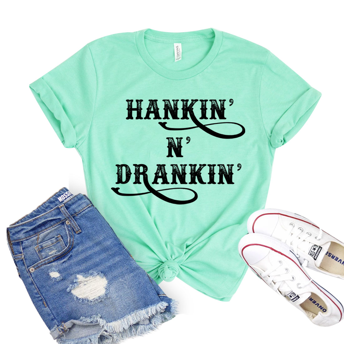 Hankin And Drankin Shirt displayed on a mannequin, showcasing its classic unisex design and soft fabric.