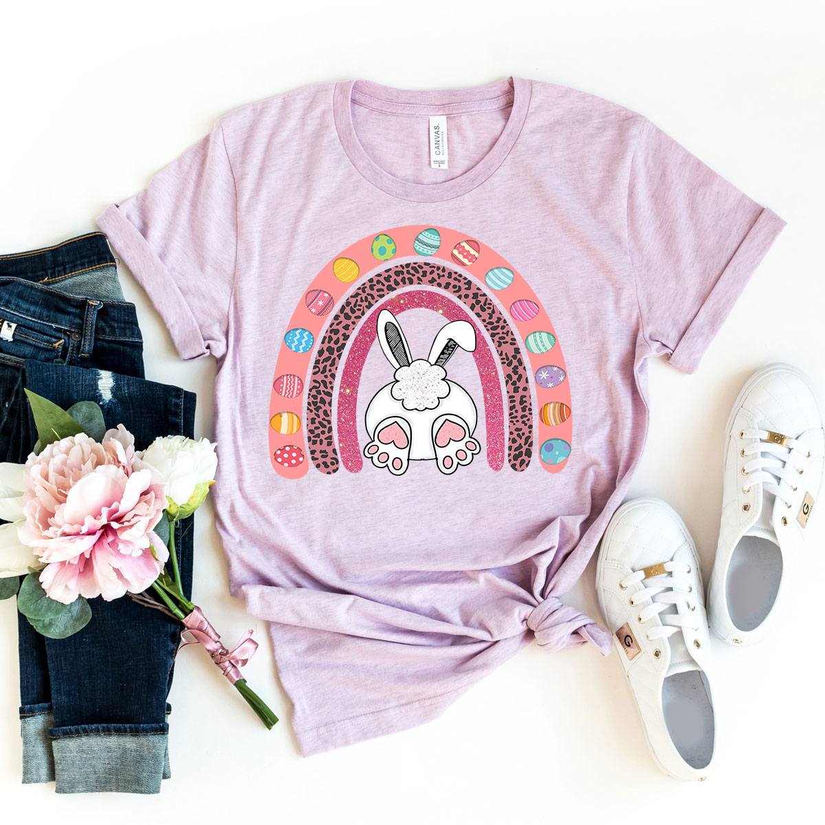 Happy Easter Rainbow Shirt featuring vibrant colors and a comfortable fit, perfect for celebrating Easter.