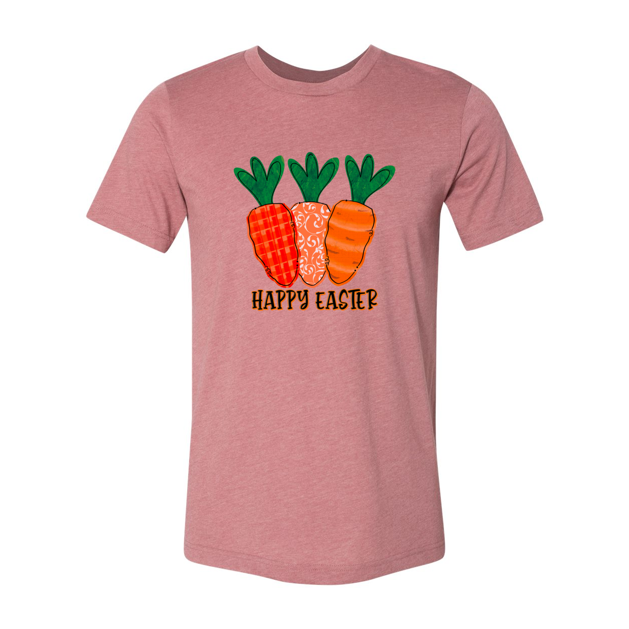 Happy Easter Shirt in various colors, showcasing its unisex design and soft fabric.