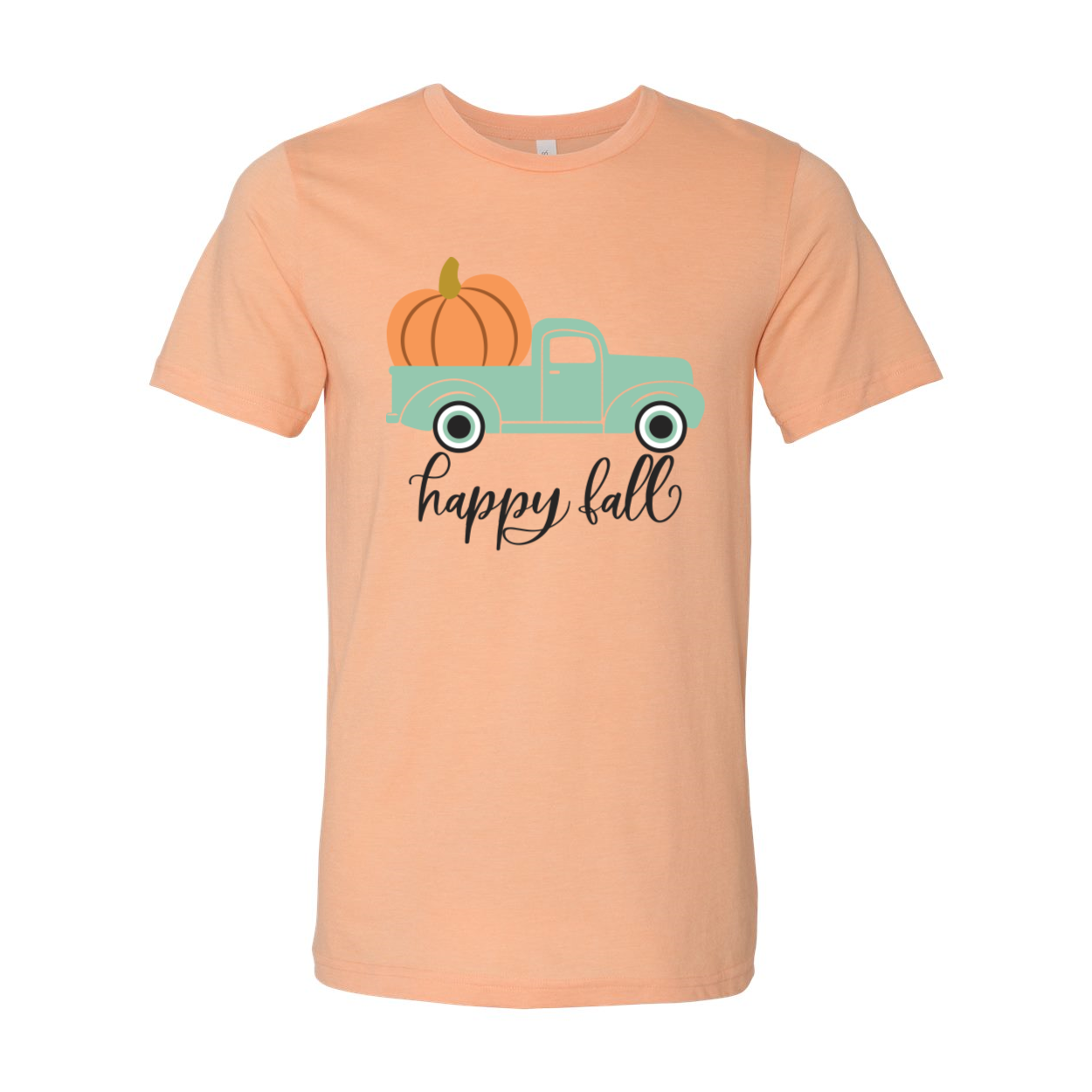 Happy Fall T-shirt featuring autumn-themed design on a classic unisex Bella Canvas tee.