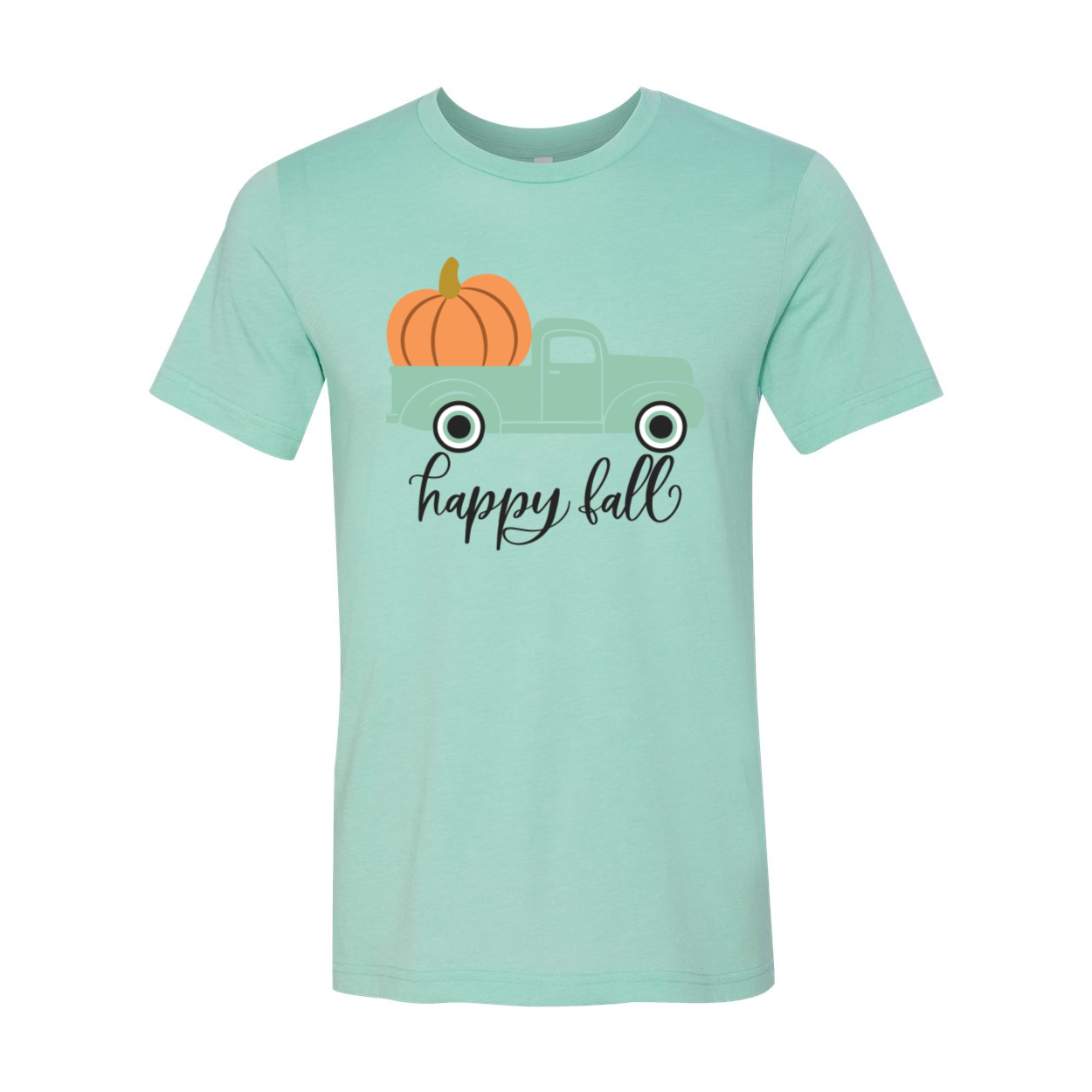 Happy Fall T-shirt featuring autumn-themed design on a classic unisex Bella Canvas tee.