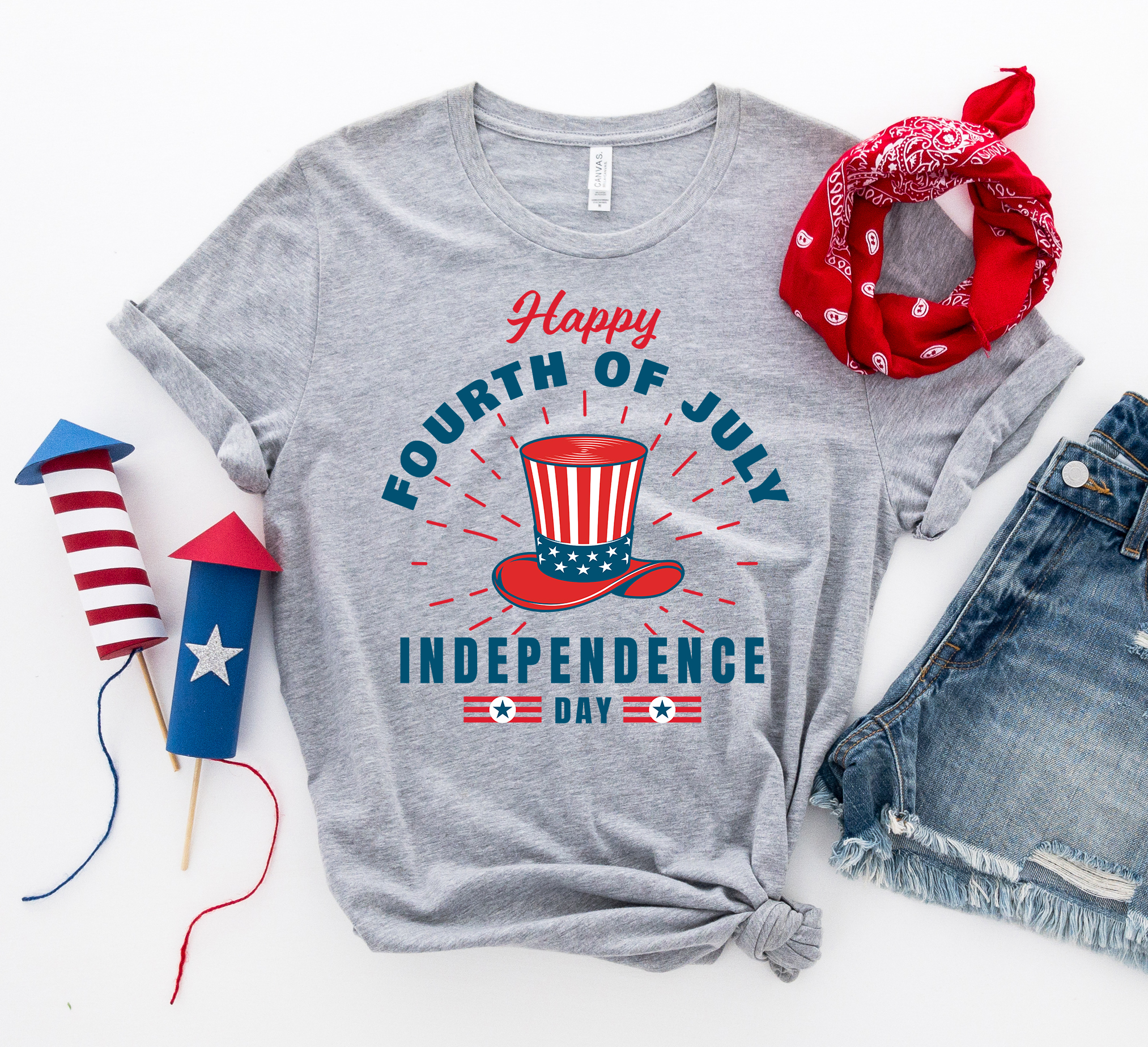 Happy Fourth of July T-shirt made from premium ring spun cotton with a vibrant patriotic design.