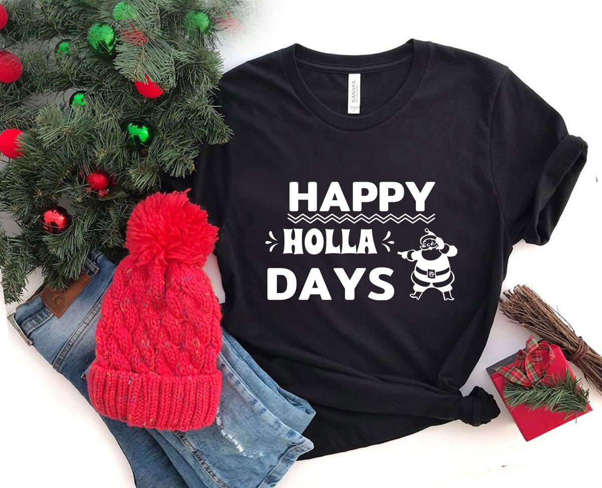 Happy Holla Days Shirt in various colors, showcasing its soft fabric and unisex design.