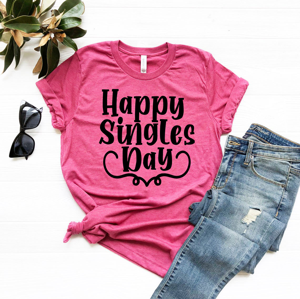 Happy Singles Day Shirt in various colors, showcasing its comfortable fit and stylish design.