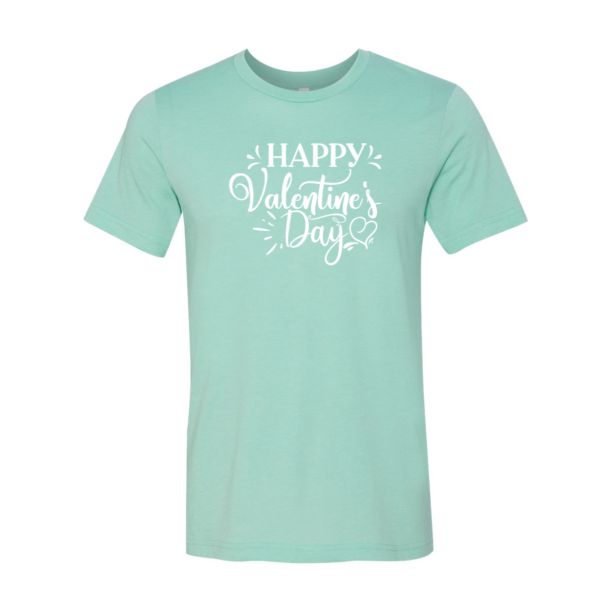 Happy Valentine Day Shirt in various colors, showcasing its unisex design and soft fabric.