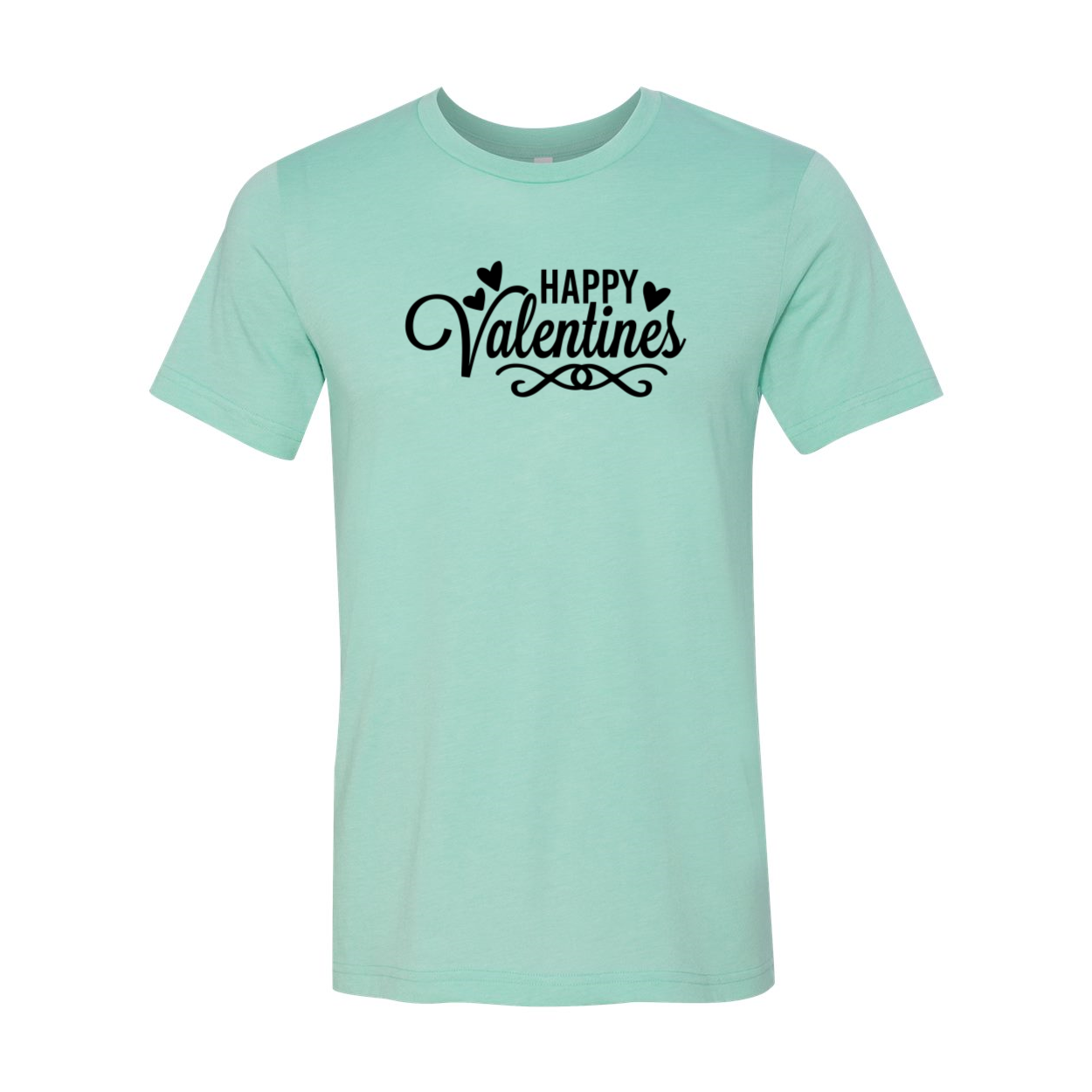 Happy Valentine Shirt in various colors, showcasing its soft fabric and unisex design.