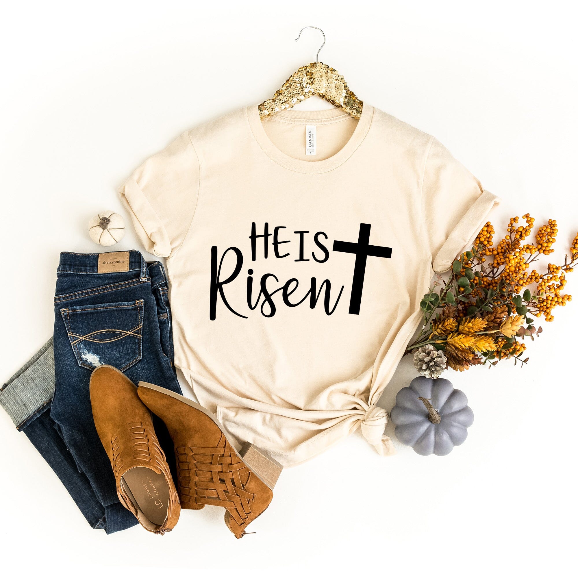 He is Risen T-Shirt featuring a stylish design, made from 100% Ringspun Cotton, perfect for both men and women.