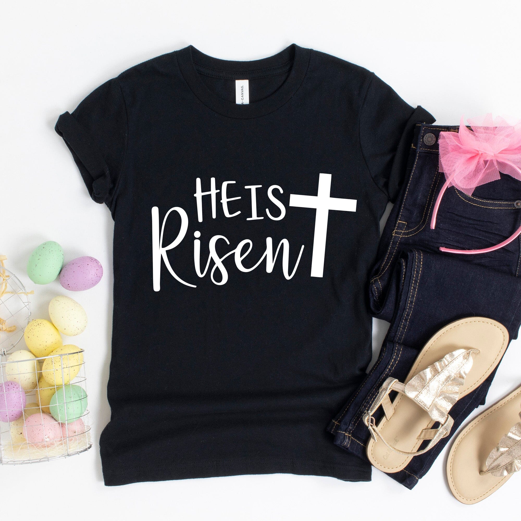 He is Risen T-Shirt featuring a stylish design, made from 100% Ringspun Cotton, perfect for both men and women.