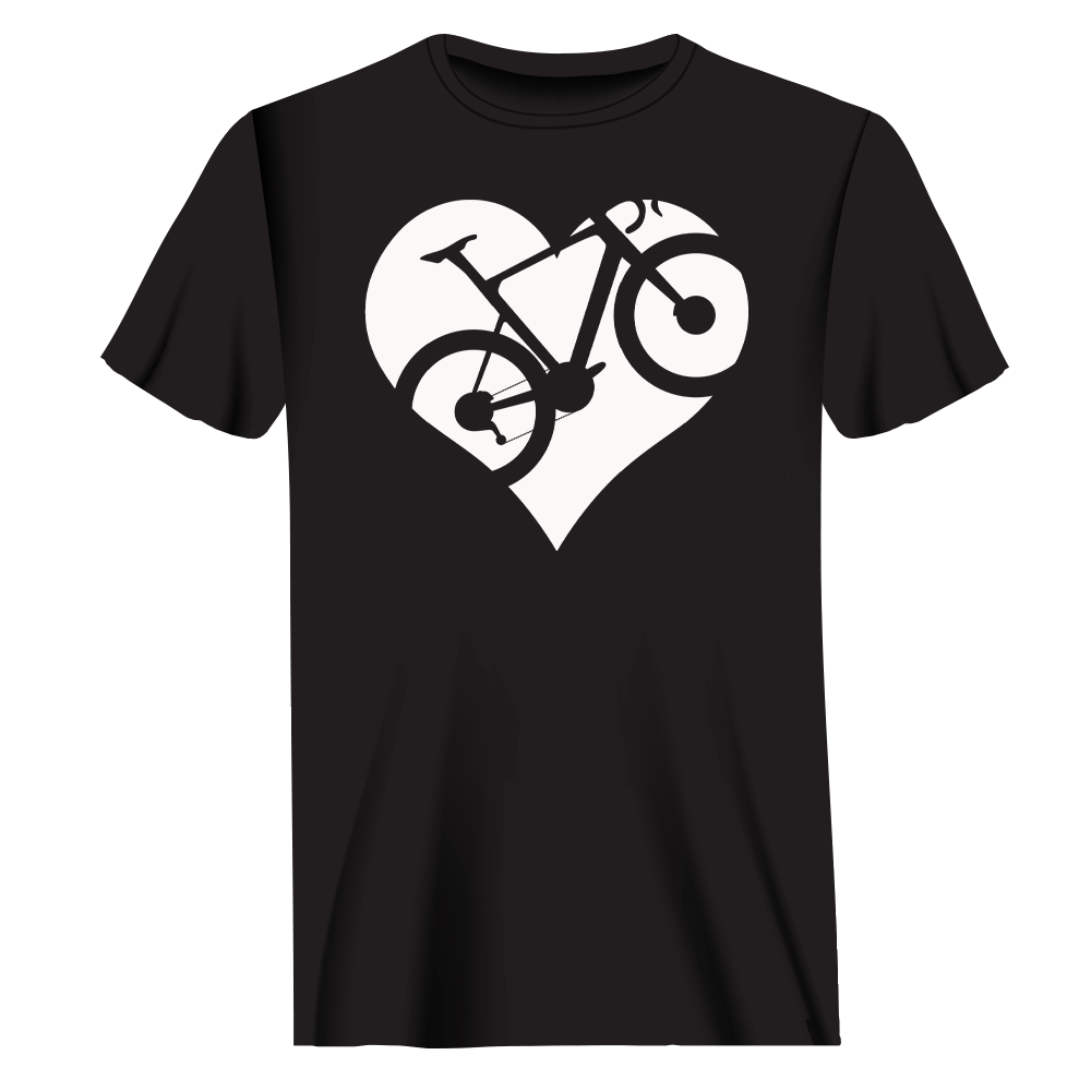 Heart Bike T-Shirt for Men displayed on a mannequin, showcasing its soft fabric and modern fit.