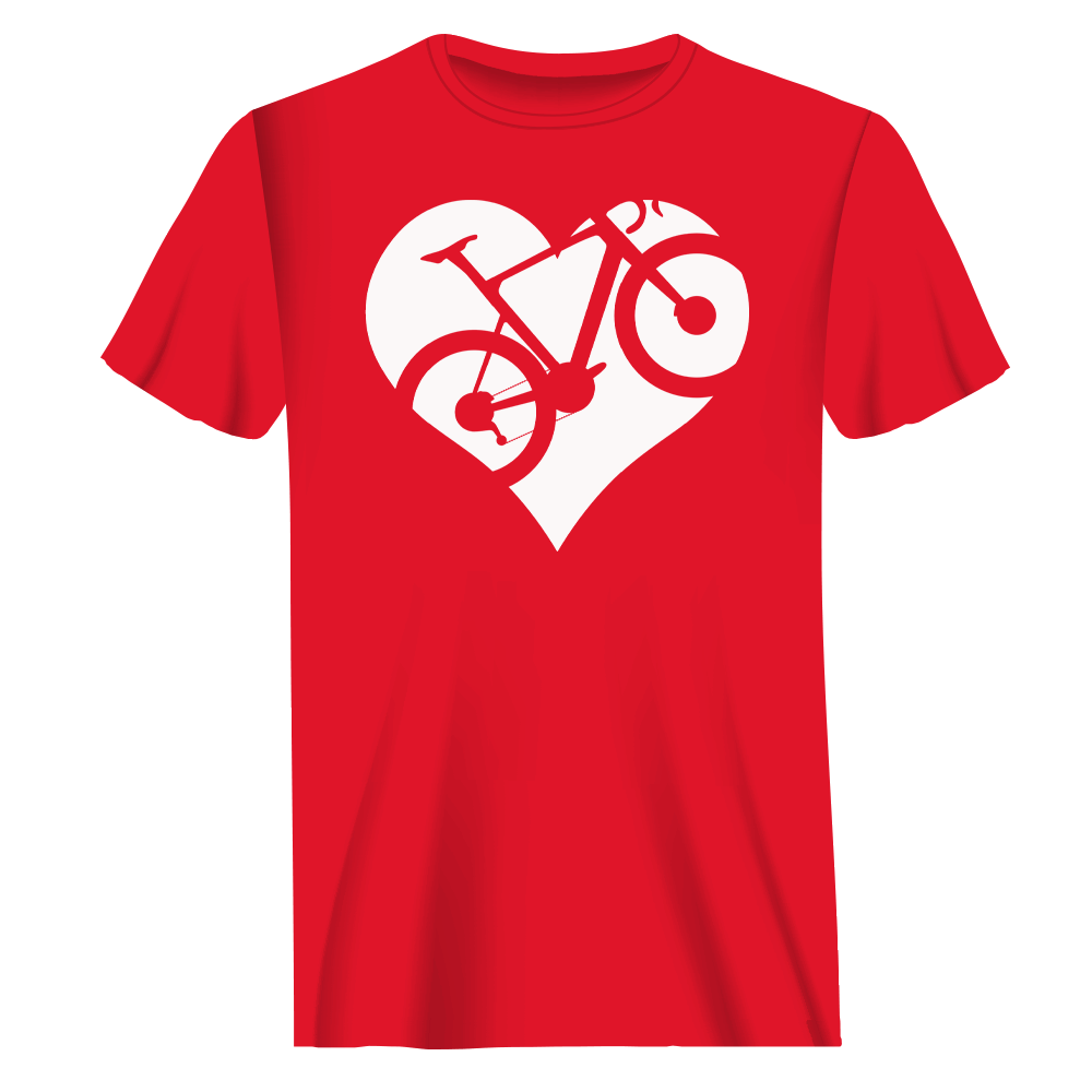 Heart Bike T-Shirt for Men displayed on a mannequin, showcasing its soft fabric and modern fit.