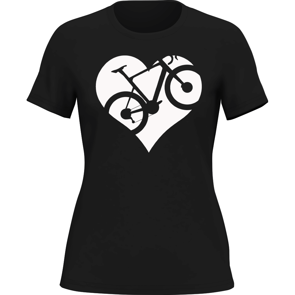 A stylish Heart Bike T-Shirt for women, featuring a soft fabric and cap sleeves, perfect for outdoor activities like fishing.