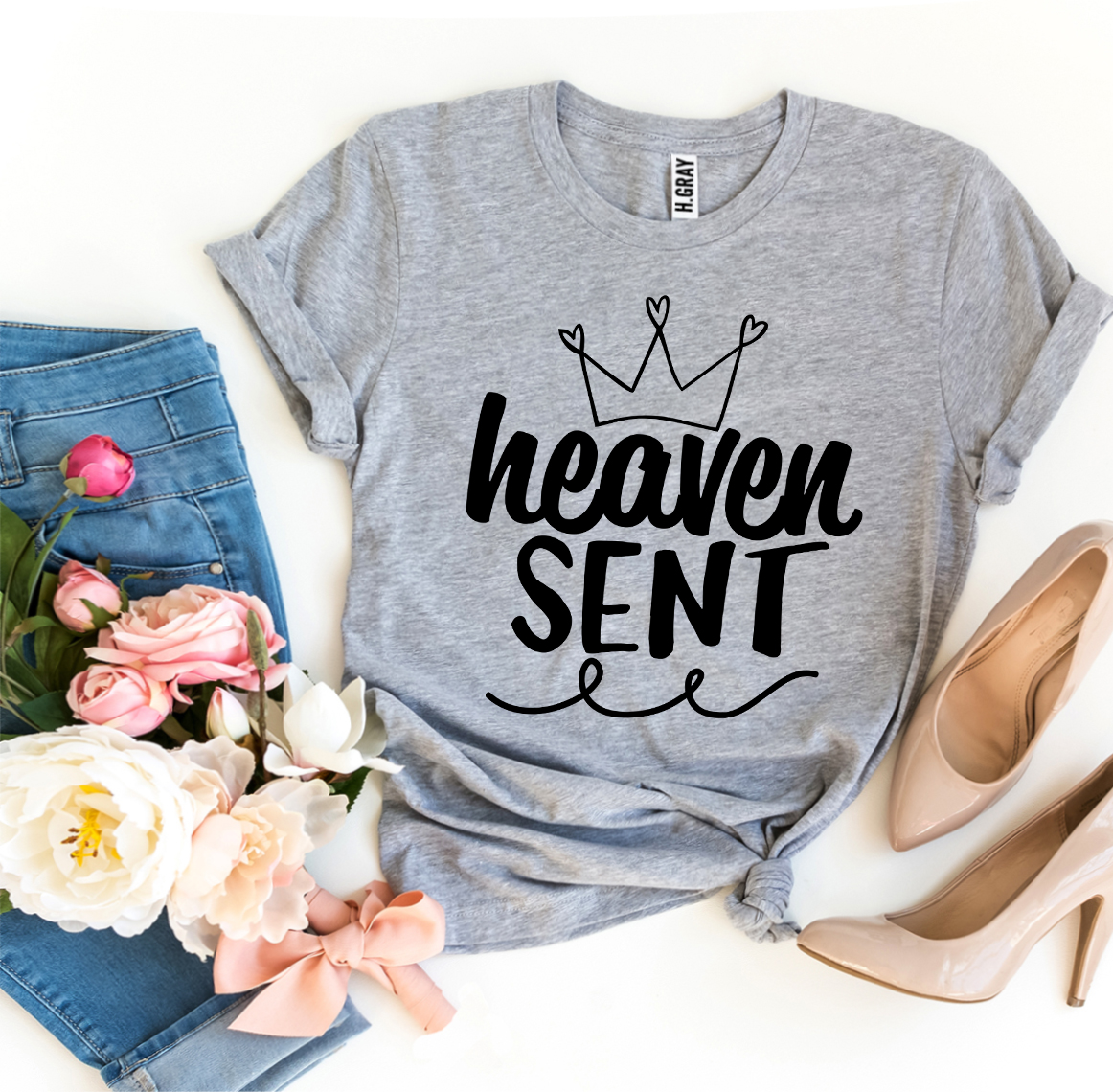 Heaven Sent T-shirt made of premium ring spun cotton, featuring a soft feel and high-quality flex print design.