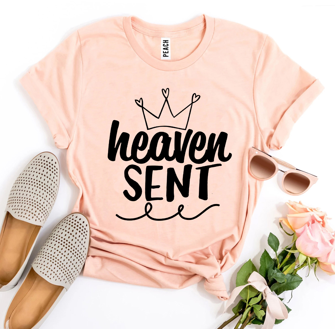 Heaven Sent T-shirt made of premium ring spun cotton, featuring a soft feel and high-quality flex print design.