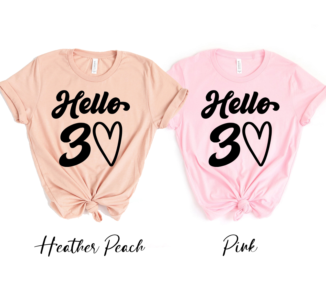 Hello 30 T-shirt in unisex design, made from soft airlume cotton, available in various sizes.