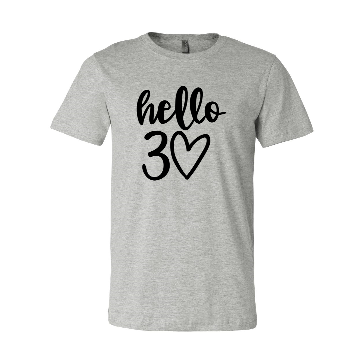 Hello 30 Unisex T-shirt in various colors, showcasing its soft fabric and stylish design.