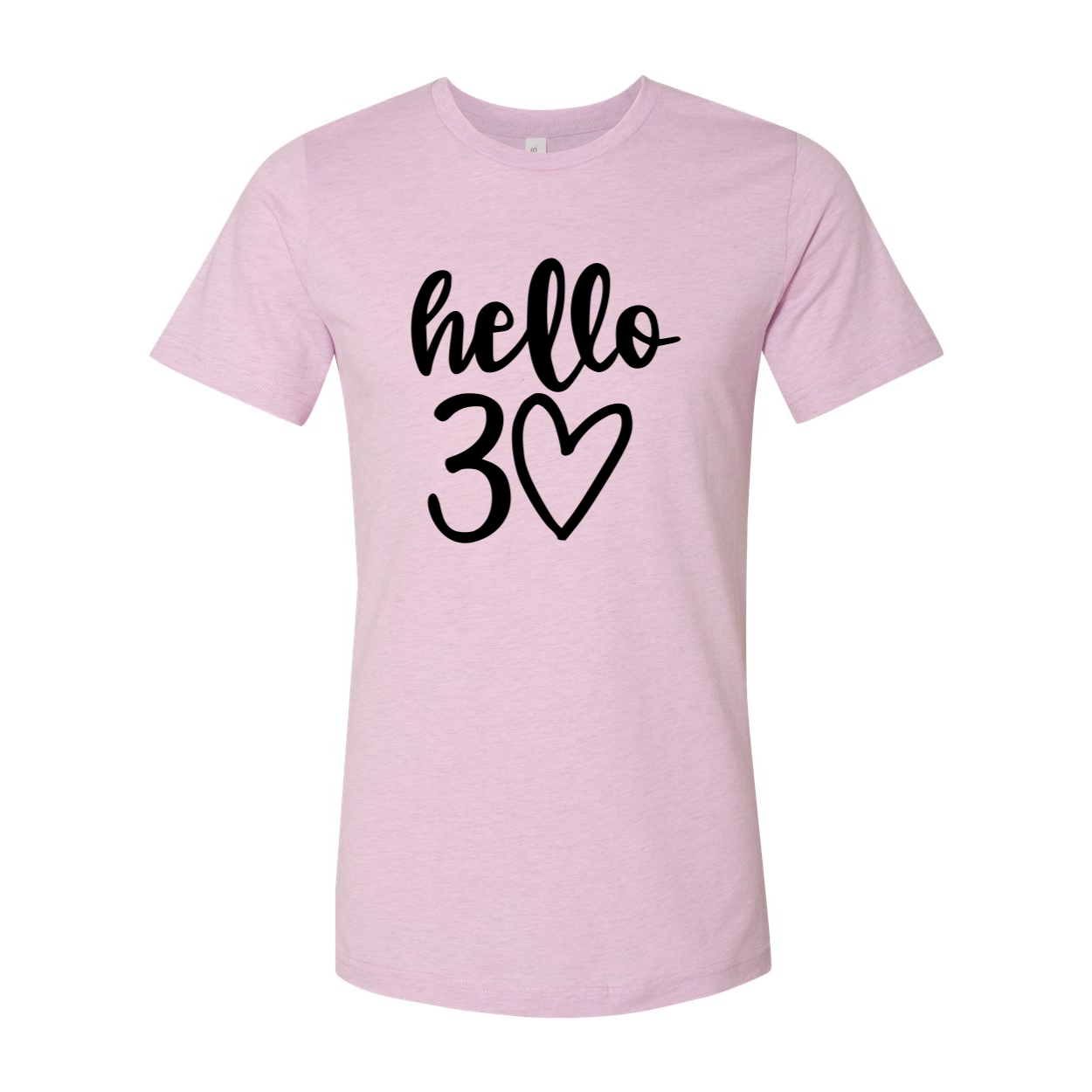 Hello 30 Unisex T-shirt in various colors, showcasing its soft fabric and stylish design.