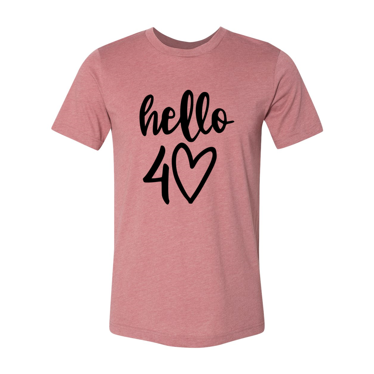 Hello 40 Unisex T-shirt in various colors, showcasing its soft fabric and stylish design.