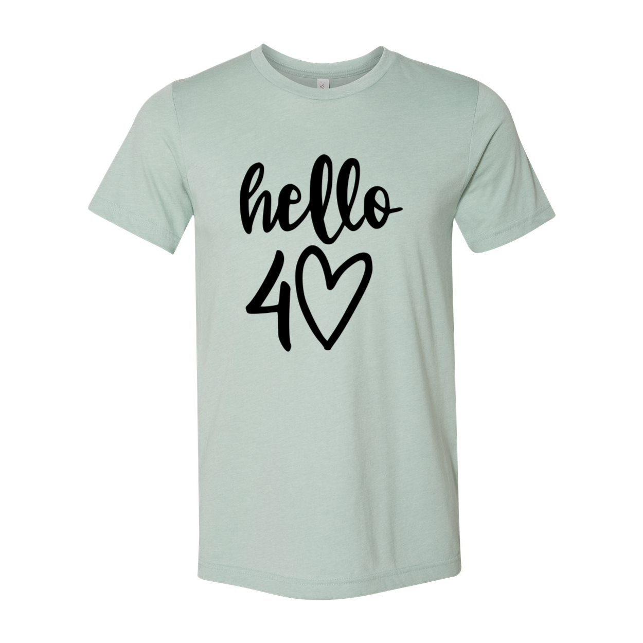 Hello 40 Unisex T-shirt in various colors, showcasing its soft fabric and stylish design.