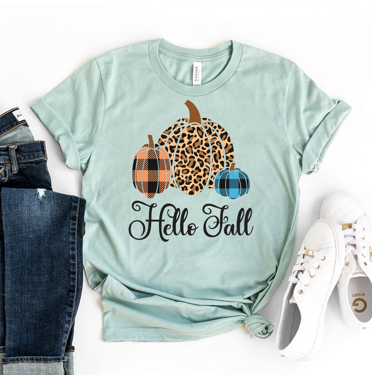 Hello Fall T-shirt made of premium ring spun cotton with a stylish autumn design.