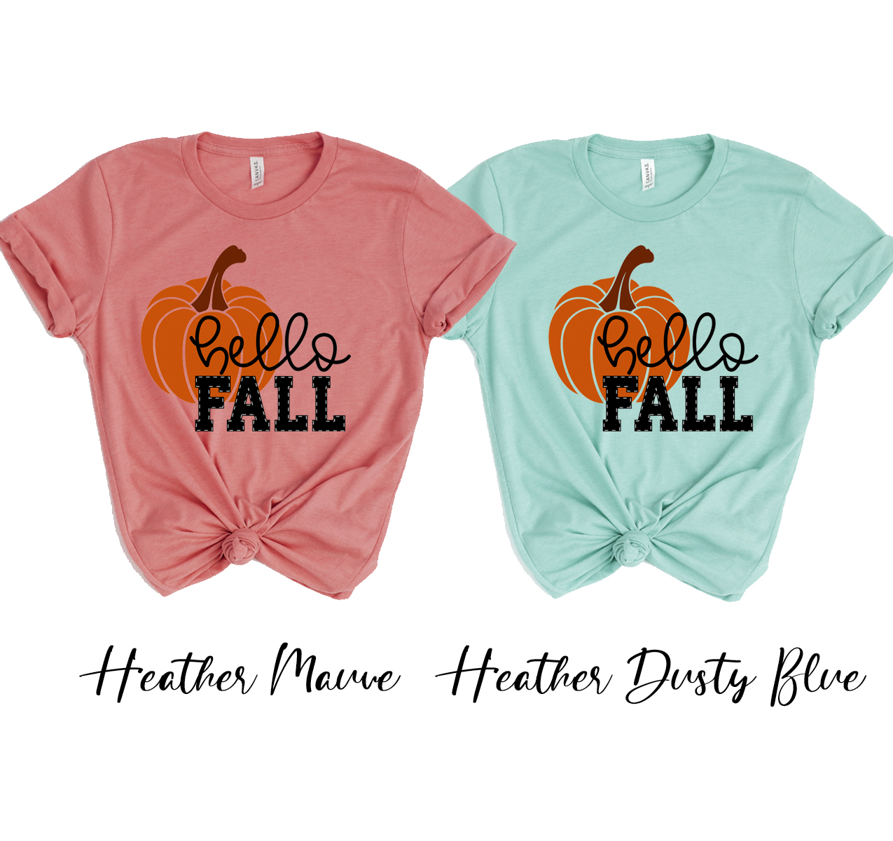 Hello Fall T-shirt displayed on a wooden background, showcasing its unisex design and soft fabric.