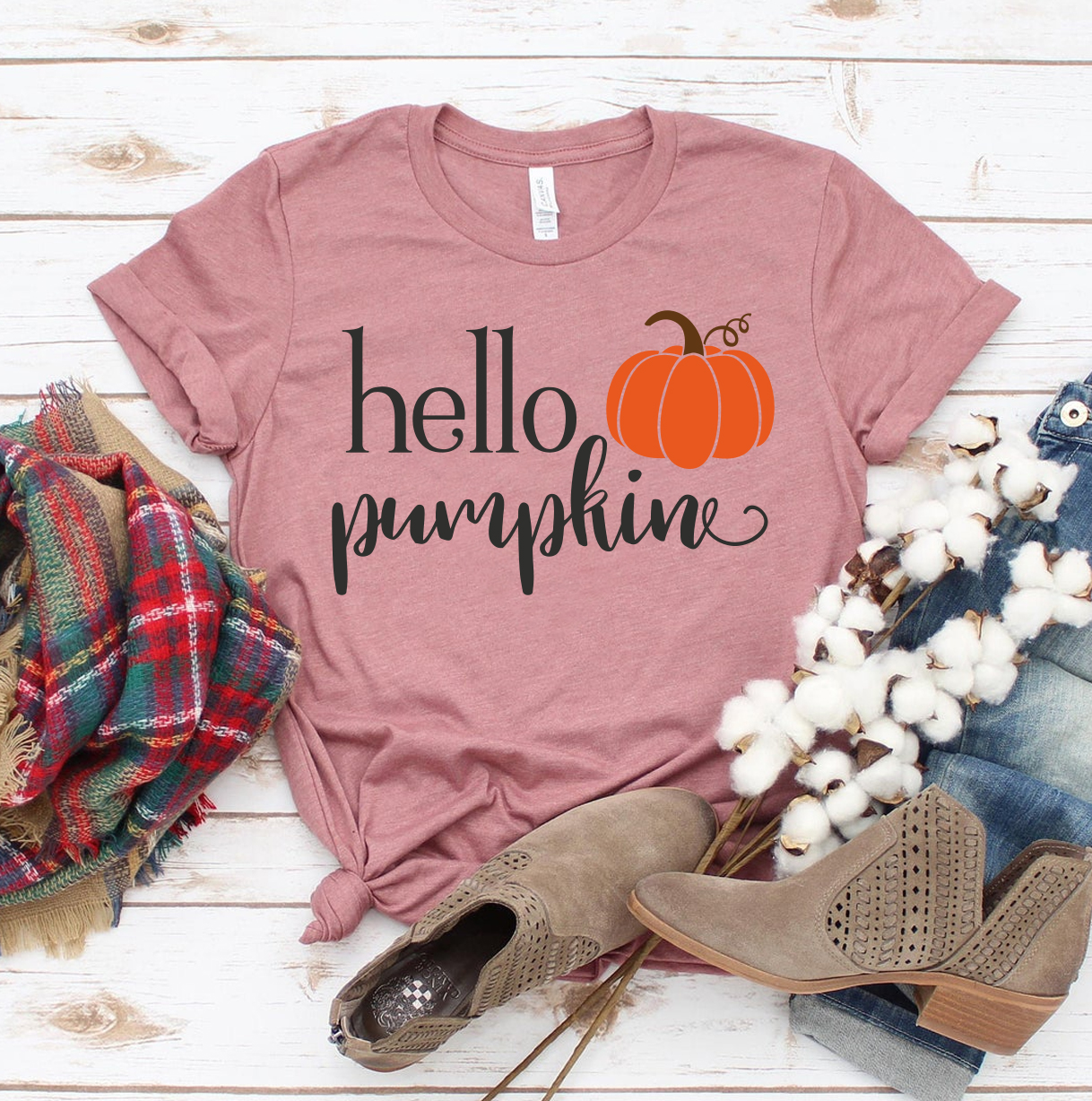 Hello Pumpkin T-shirt made from premium ring spun cotton with a stylish design and soft textile flex print.