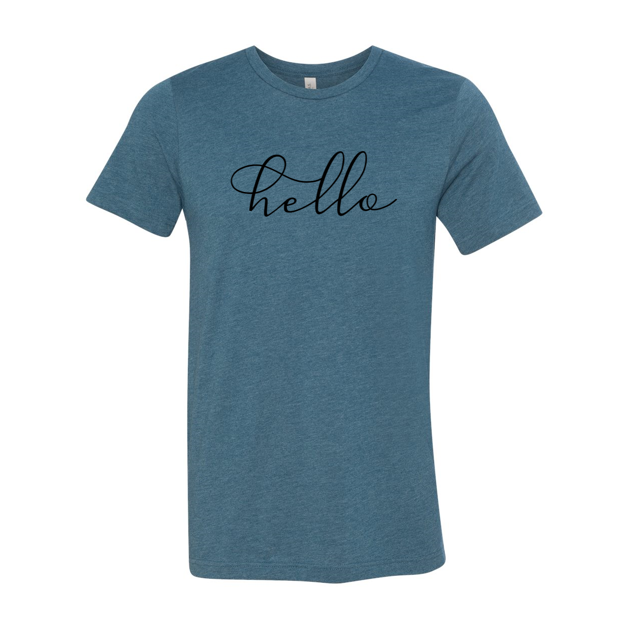 A stylish unisex Hello Shirt made from soft ring spun cotton, available in multiple colors and sizes.