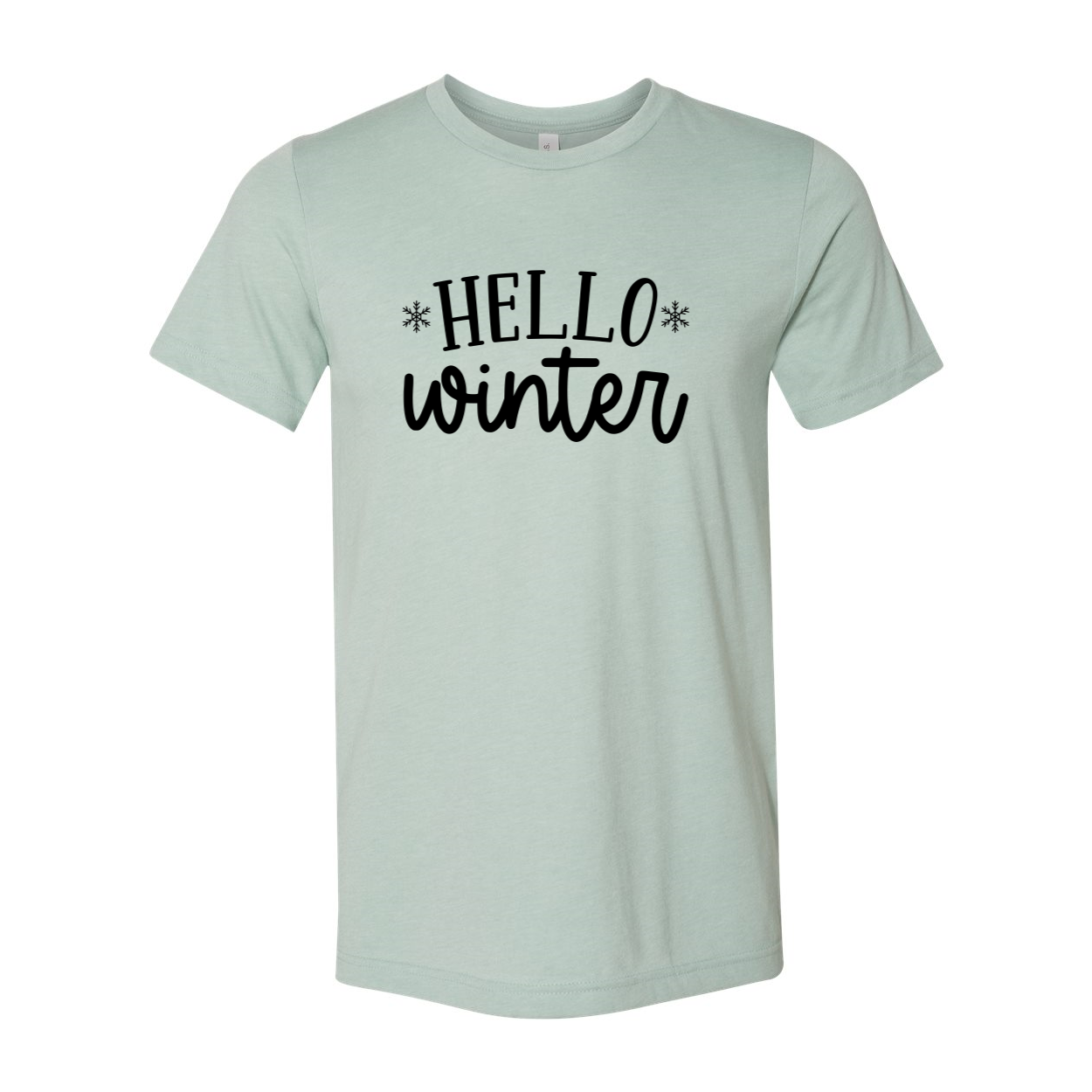 A cozy unisex Hello Winter Shirt made from soft ring spun cotton, available in multiple colors and sizes, perfect for winter wear.