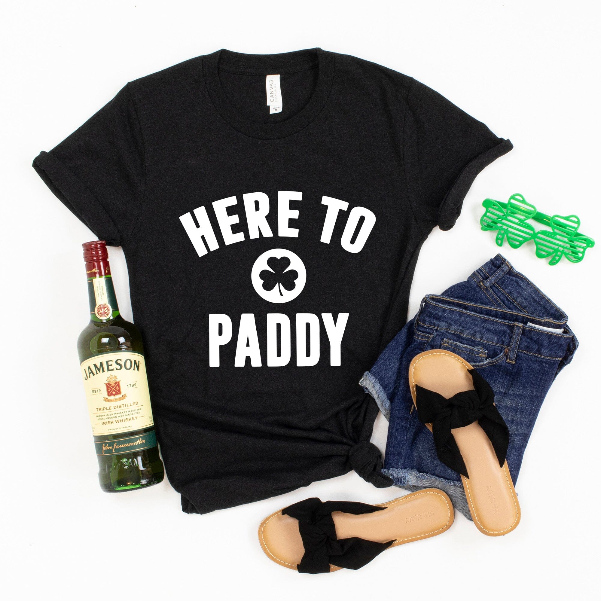 Here to Paddy St. Patty's T-Shirt featuring a festive design, made from soft ringspun cotton, perfect for St. Patrick's Day celebrations.