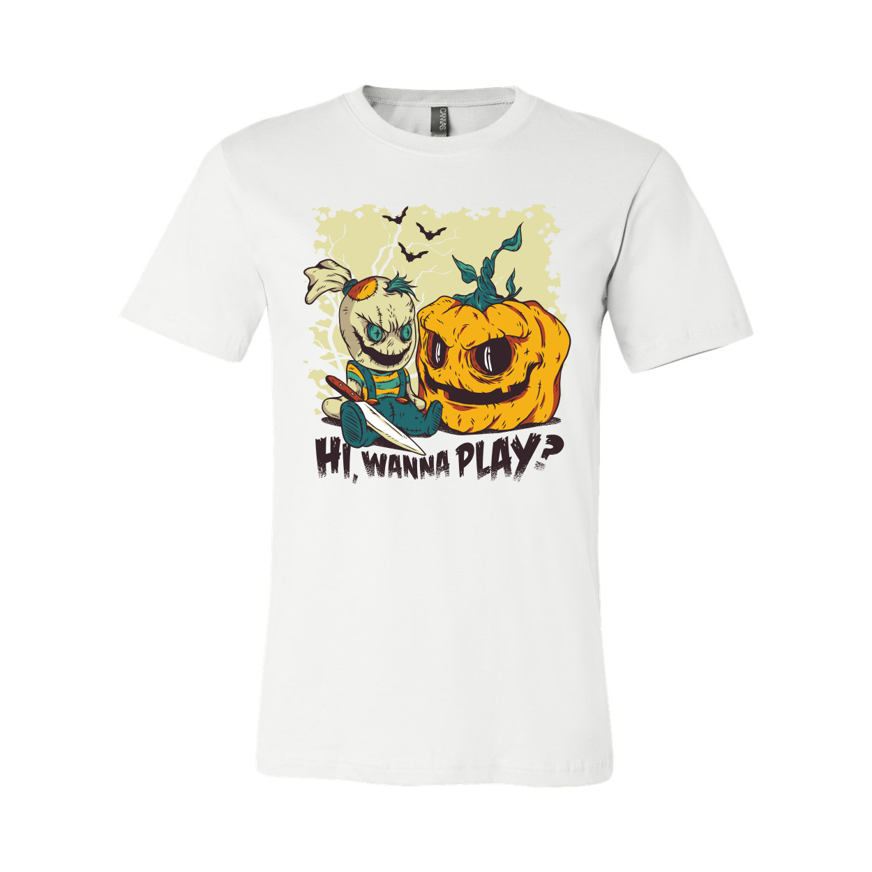 Hi Wanna Play T-shirt in various sizes, showcasing its soft fabric and classic design.