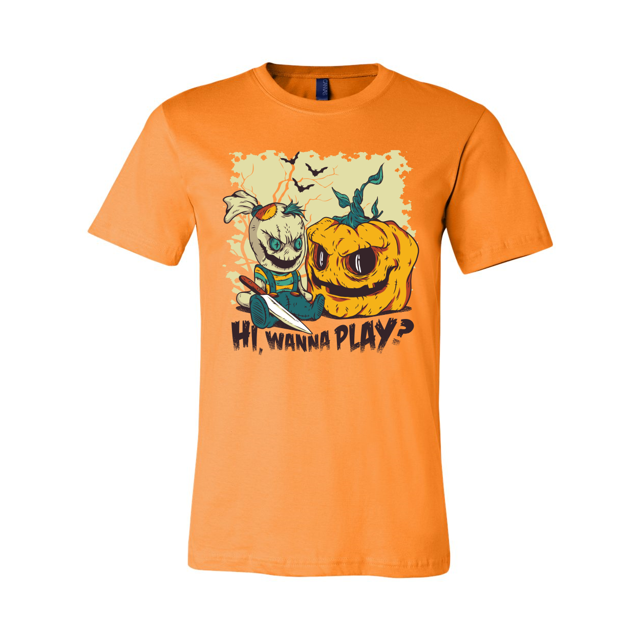 Hi Wanna Play T-shirt in various sizes, showcasing its soft fabric and classic design.