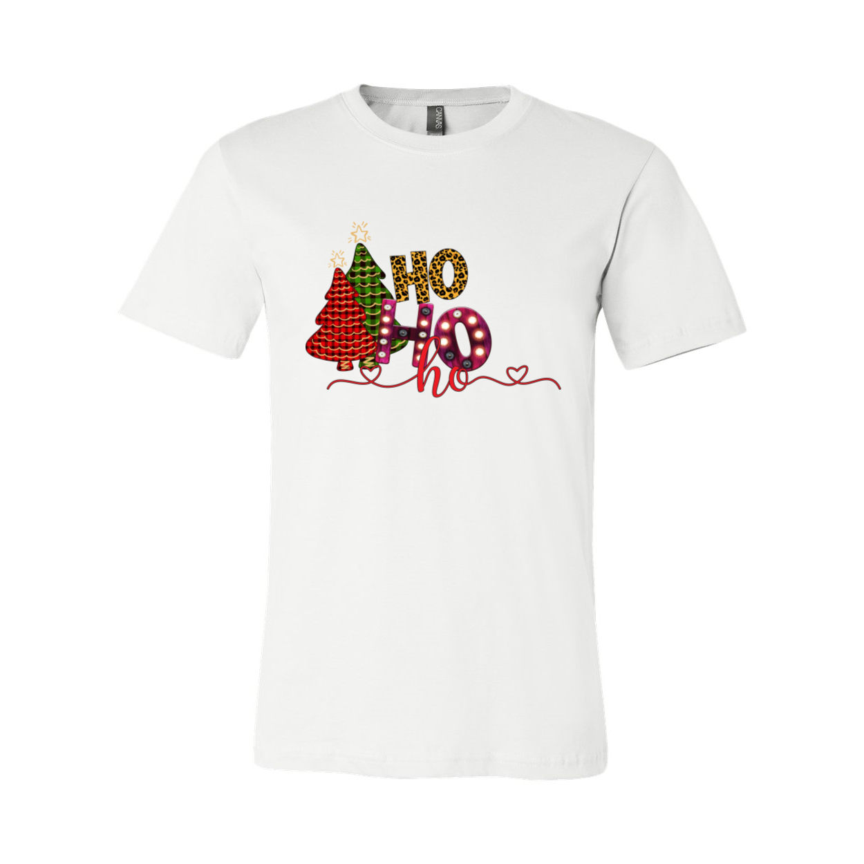 A festive Ho Ho Ho Shirt made from soft ring spun cotton, featuring a classic crew neck and available in multiple colors.