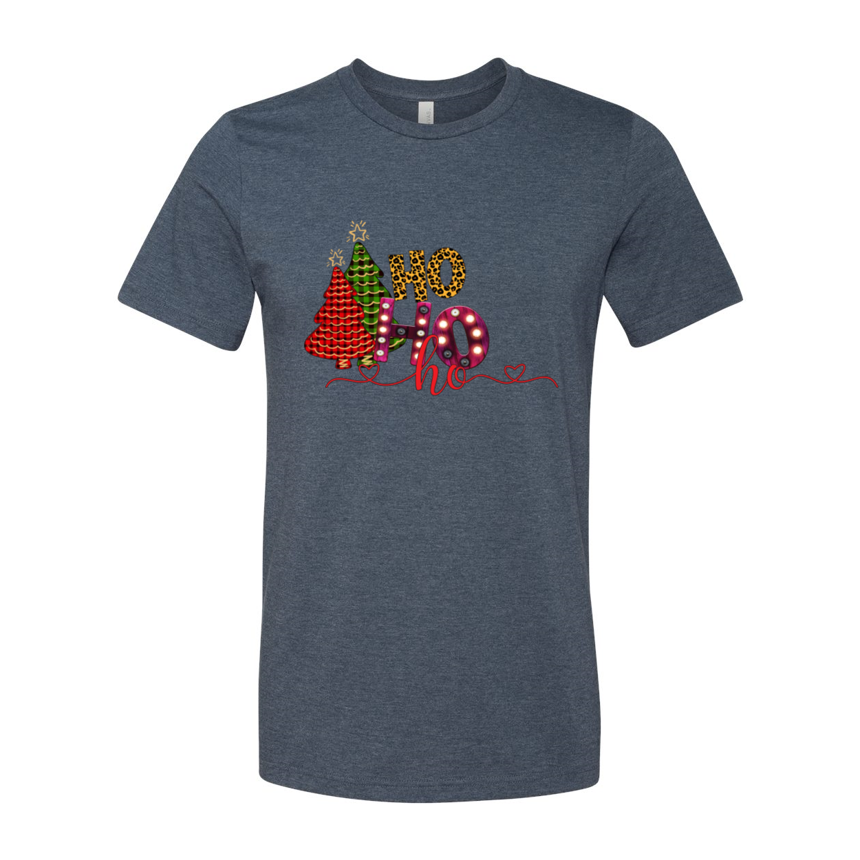 A festive Ho Ho Ho Shirt made from soft ring spun cotton, featuring a classic crew neck and available in multiple colors.