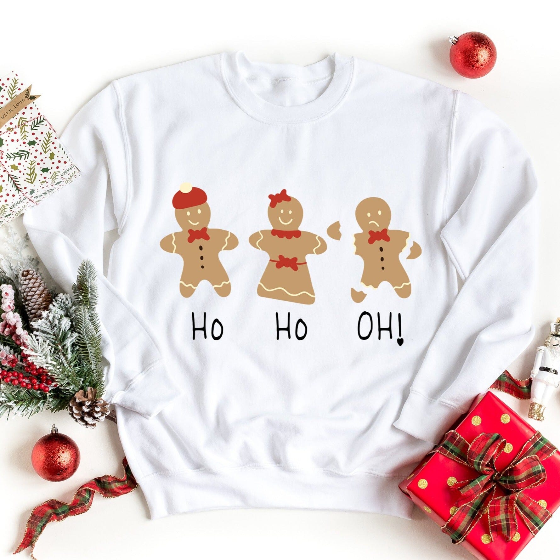 A cozy Ho Ho Oh! Sweatshirt featuring a fun design, perfect for casual wear and guaranteed to attract compliments.