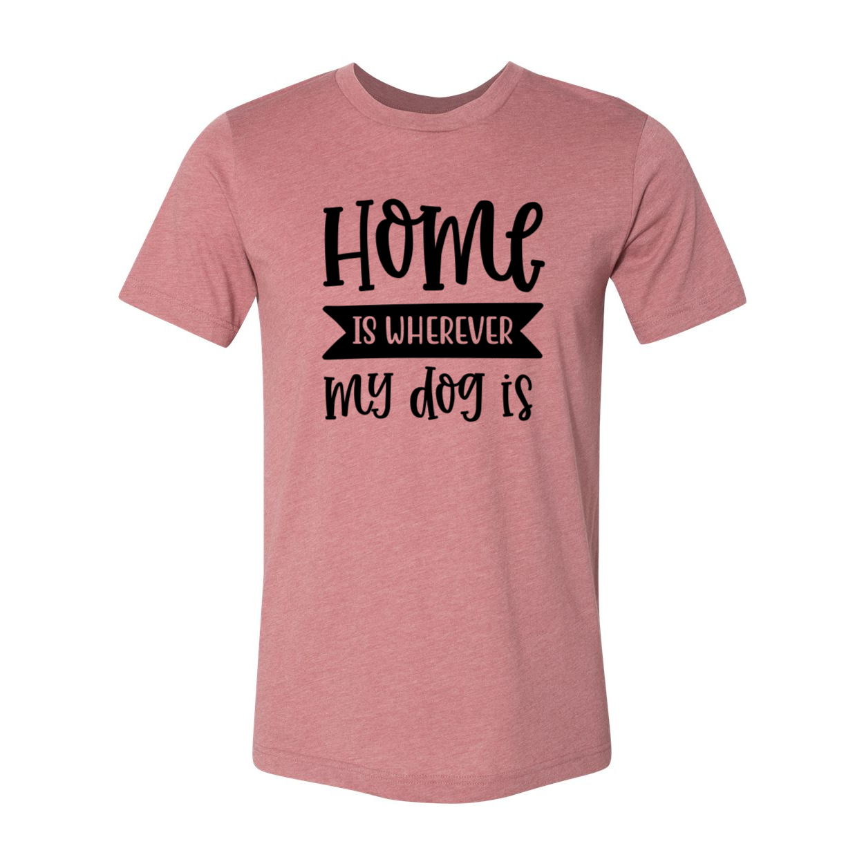 Unisex T-shirt featuring the phrase 'Home Is Where My Dogs' in a stylish design, made from soft ring spun cotton, available in multiple colors.