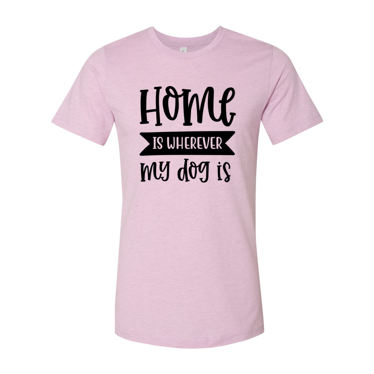 Unisex T-shirt featuring the phrase 'Home Is Where My Dogs' in a stylish design, made from soft ring spun cotton, available in multiple colors.