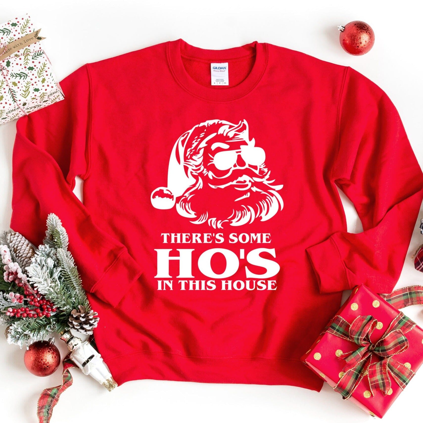 A cozy Ho's In This House Sweatshirt featuring a fun design, perfect for casual wear and conversation starters.