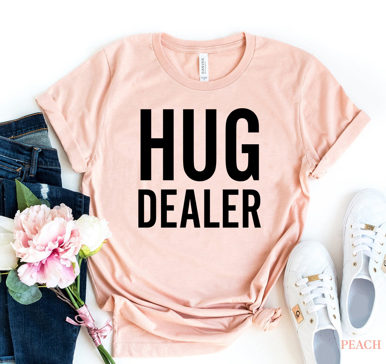 Hug Dealer T-shirt made of premium ring spun cotton with a soft feel and high-quality flex print design.