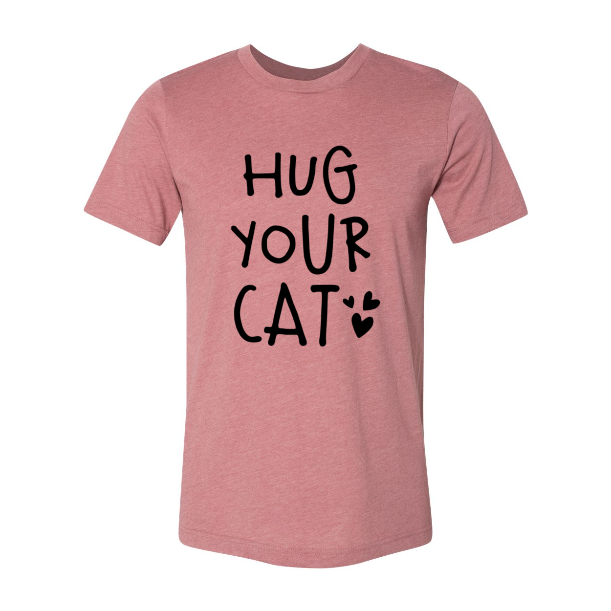 A comfortable unisex Hug Your Cat Shirt in various colors, showcasing a cat-themed design.