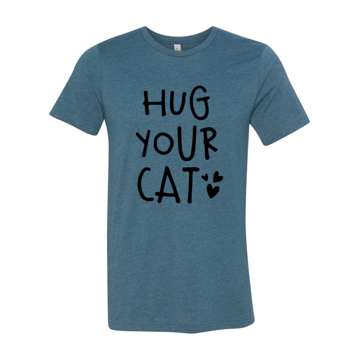 A comfortable unisex Hug Your Cat Shirt in various colors, showcasing a cat-themed design.