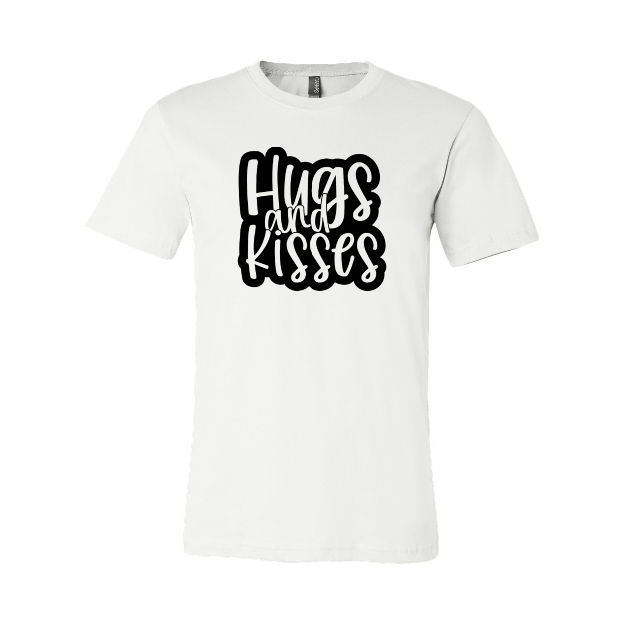 A stylish unisex Hugs And Kisses Shirt made from soft ring spun cotton, available in multiple colors.