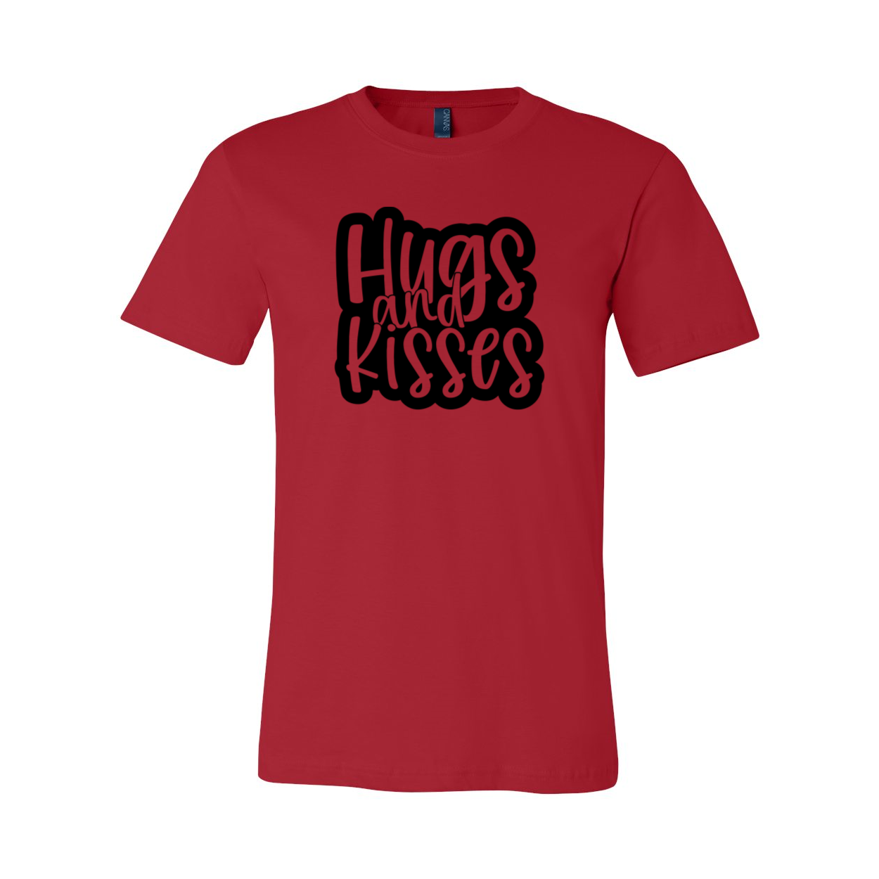 A stylish unisex Hugs And Kisses Shirt made from soft ring spun cotton, available in multiple colors.