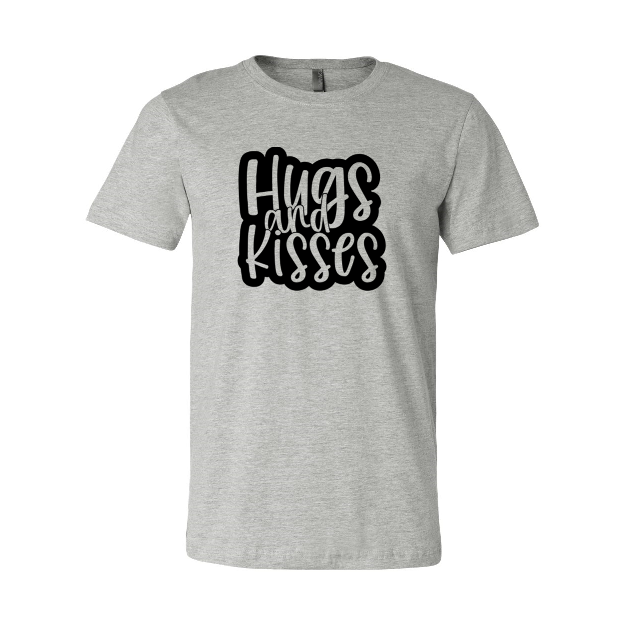 A stylish unisex Hugs And Kisses Shirt made from soft ring spun cotton, available in multiple colors.