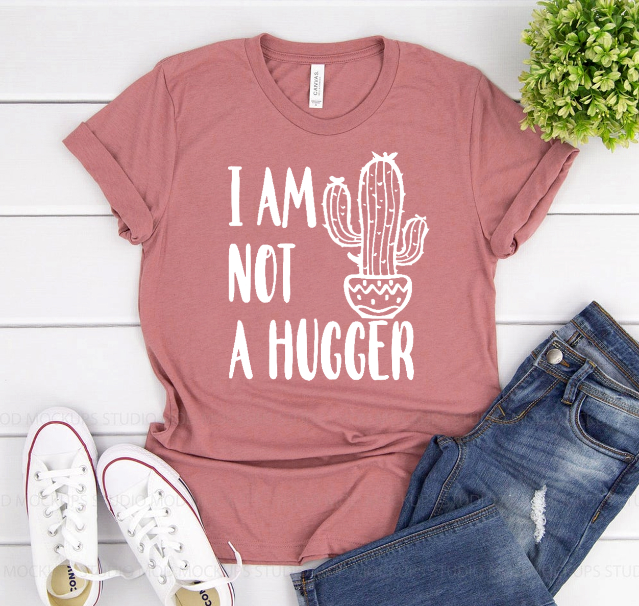 I Am Not A Hugger T-shirt displayed on a mannequin, showcasing its unisex design and soft fabric.