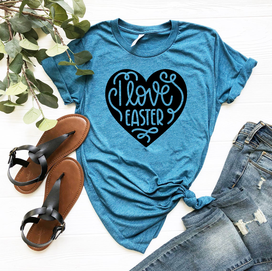 I Love Easter Shirt in various colors, showcasing its soft fabric and unisex design.